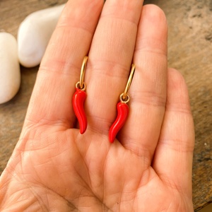 Chili - karika fülbevaló cserélhető függővel - ékszer - fülbevaló - lógó fülbevaló - Meska.hu