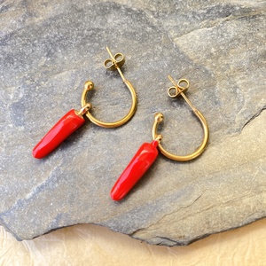 Chili - karika fülbevaló cserélhető függővel - ékszer - fülbevaló - lógó fülbevaló - Meska.hu