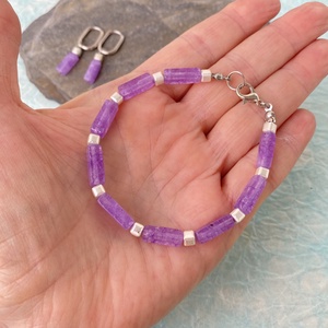 Levendula - ametiszt  ásvány  karkötő/fülbevaló  szett - ékszer - ékszerszett - Meska.hu