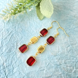 Hosszú, piros  fülbevaló  - Meska.hu