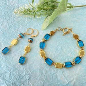 Hosszú, égszínkék  fülbevaló  - ékszer - fülbevaló - lógós kerek fülbevaló - Meska.hu