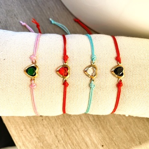 Kristály szíves karkötő - ékszer - karkötő - charm karkötő - Meska.hu