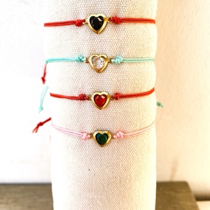 Kristály szíves karkötő - ékszer - karkötő - charm karkötő - Meska.hu