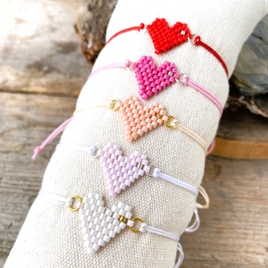 Miyuki szíves karkötő, Ékszer, Karkötő, Charm karkötő, Ékszerkészítés, MESKA