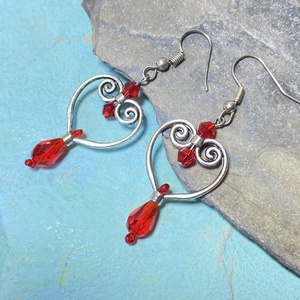 Valentina - piros köves  fülbevaló - Meska.hu