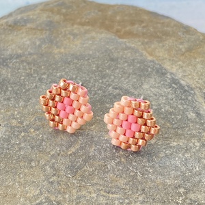 Kis6szög Tavasz -  bedugós miyuki japán gyöngy fülbevaló - ékszer - fülbevaló - pötty fülbevaló - Meska.hu