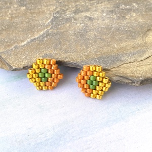 Kis6szög Ősz-  bedugós miyuki japán gyöngy fülbevaló - ékszer - fülbevaló - pötty fülbevaló - Meska.hu