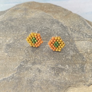 Kis6szög Ősz-  bedugós miyuki japán gyöngy fülbevaló - ékszer - fülbevaló - pötty fülbevaló - Meska.hu