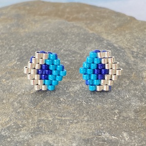 Kis6szög Tél -  bedugós miyuki japán gyöngy fülbevaló - ékszer - fülbevaló - pötty fülbevaló - Meska.hu