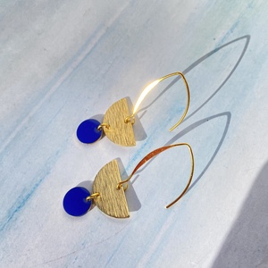 2. Geometrikus   tengerészkék/arany fülbevaló nemesacél akasztóval  - ékszer - fülbevaló - lógó fülbevaló - Meska.hu