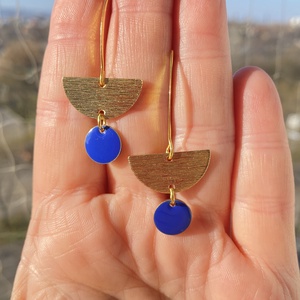 2. Geometrikus   tengerészkék/arany fülbevaló nemesacél akasztóval  - Meska.hu