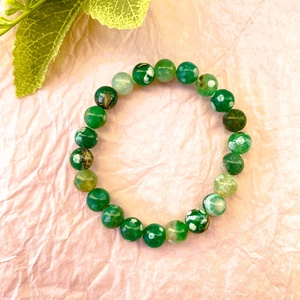 Smaragdzöld tűzachát karkötő  -  fémmentes ásvány  karkötő - ékszer - karkötő - gyöngyös karkötő - Meska.hu