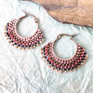 Nyár I. - karika  fülbevaló miyuki gyöngyökből - ékszer - fülbevaló - karika fülbevaló - Meska.hu