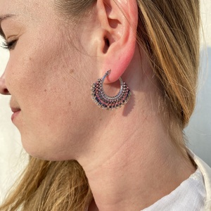 Nyár I. - karika  fülbevaló miyuki gyöngyökből - ékszer - fülbevaló - karika fülbevaló - Meska.hu