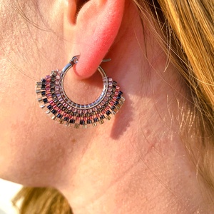 Nyár I. - karika  fülbevaló miyuki gyöngyökből - Meska.hu