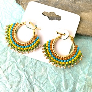 Ősz  I. - karika  fülbevaló miyuki gyöngyökből - ékszer - fülbevaló - karika fülbevaló - Meska.hu