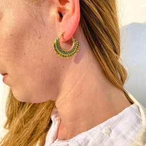 Ősz  I. - karika  fülbevaló miyuki gyöngyökből - ékszer - fülbevaló - karika fülbevaló - Meska.hu