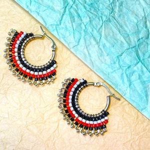 Tél I. - karika  fülbevaló miyuki gyöngyökből - ékszer - fülbevaló - karika fülbevaló - Meska.hu