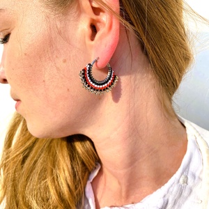 Tél I. - karika  fülbevaló miyuki gyöngyökből - ékszer - fülbevaló - karika fülbevaló - Meska.hu