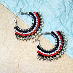 Tél I. - karika  fülbevaló miyuki gyöngyökből - ékszer - fülbevaló - karika fülbevaló - Meska.hu