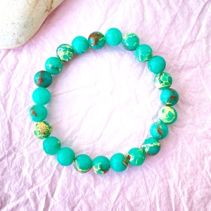 Zöld shoushan karkötő  -  fémmentes ásvány  karkötő - Meska.hu