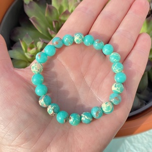 Zöld shoushan karkötő  -  fémmentes ásvány  karkötő - ékszer - karkötő - gyöngyös karkötő - Meska.hu