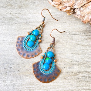 Azték pávamadár -  hosszú fülbevaló - ékszer - fülbevaló - lógó fülbevaló - Meska.hu