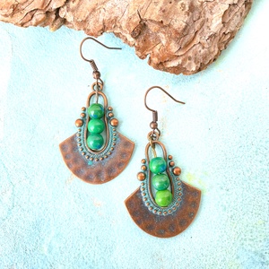 Azték pávamadár -  hosszú fülbevaló - ékszer - fülbevaló - lógó fülbevaló - Meska.hu