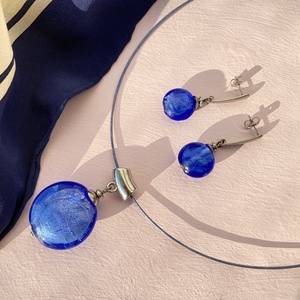 Királykék muránói fülbevaló/ nyakék szett  - ékszer - ékszerszett - Meska.hu