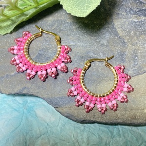 Rose miyuki csipke -  karika fülbevaló - Meska.hu