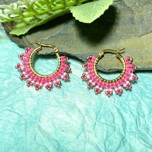 Rose miyuki csipke -  karika fülbevaló - ékszer - fülbevaló - karika fülbevaló - Meska.hu