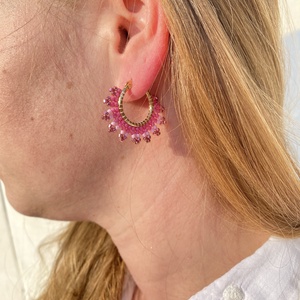 Rose miyuki csipke -  karika fülbevaló - ékszer - fülbevaló - karika fülbevaló - Meska.hu