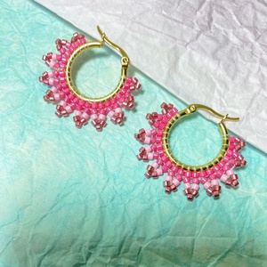 Rose miyuki csipke -  karika fülbevaló - ékszer - fülbevaló - karika fülbevaló - Meska.hu