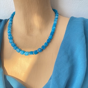 Skyblue - ásvány nyaklánc/karkötő/fülbevaló szett - ékszer - karkötő - gyöngyös karkötő - Meska.hu