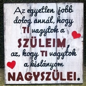 Köszönet a nagyszülőknek koptatott fatáblára festve, Otthon & Életmód, Táblakép, Dekoráció, Kép & Falikép, Festészet, MESKA