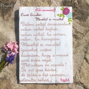 Fára festett vers anyukáknak, nagymamáknak, óvó néniknek, tanár néniknek, Otthon & Életmód, Dekoráció, Felirat, Fali és függő dekoráció, Festészet, Festett tárgyak, MESKA
