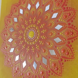 Napfonat mandala - tükörmozaikos kézzel festett falikép - művészet - festmény - akril - Meska.hu
