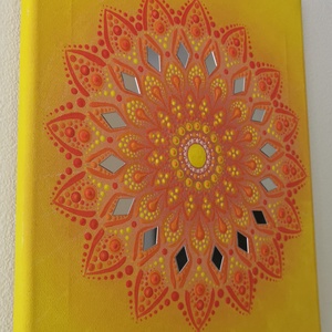 Napfonat mandala - tükörmozaikos kézzel festett falikép - művészet - festmény - akril - Meska.hu