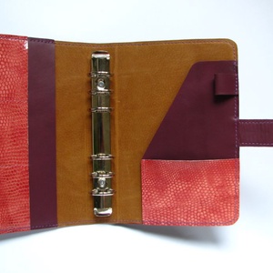 Lila szitakötő mintás bőr gyűrűs határidőnapló, kalendárium  mappa - táska & tok - pénztárca & más tok - Meska.hu