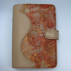 Bézs és mintás metál  bőr gyűrűs határidőnapló, kalendárium -  - Meska.hu