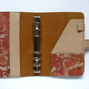 Bézs és mintás metál  bőr gyűrűs határidőnapló, kalendárium -  - Meska.hu