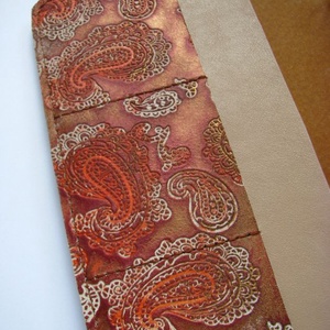 Bézs és mintás metál  bőr gyűrűs határidőnapló, kalendárium -  - Meska.hu