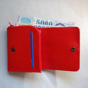 Piros fekete bagoly mintás bőr pénztárca -  - Meska.hu