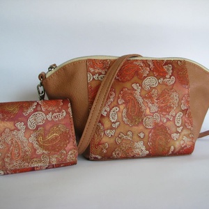 Bézs és török mintás metál bőr táska, crossbody - táska & tok - kézitáska & válltáska - válltáska - Meska.hu