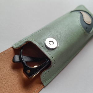 Mentazöld kék madár mintás bőr tolltartó, szemüvegtok - táska & tok - pénztárca & más tok - szemüvegtok - Meska.hu