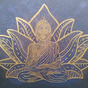 arany Buddha akril festmény - Meska.hu