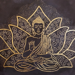 Buddha - akril festmény, Otthon & Életmód, Dekoráció, Kép & Falikép, Vászonkép, Festészet, MESKA