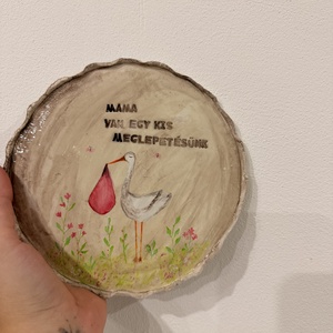 Baba bejelentő dísztányér - Meska.hu