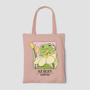 Az élet szívás - Békás vászontáska - táska & tok - bevásárlás & shopper táska - shopper, textiltáska, szatyor - Meska.hu