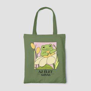 Az élet szívás - Békás vászontáska - táska & tok - bevásárlás & shopper táska - shopper, textiltáska, szatyor - Meska.hu